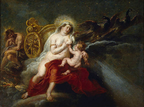 reproductie The origin of milky way van Peter Paul Rubens